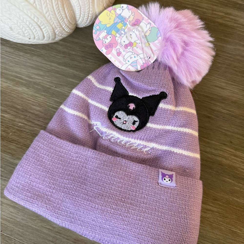 Purple Kids Beanie with Cute Character Design